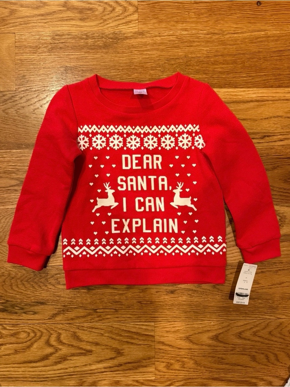 Carter's Red Kids Holiday Sweatshirt with White Reindeer Print